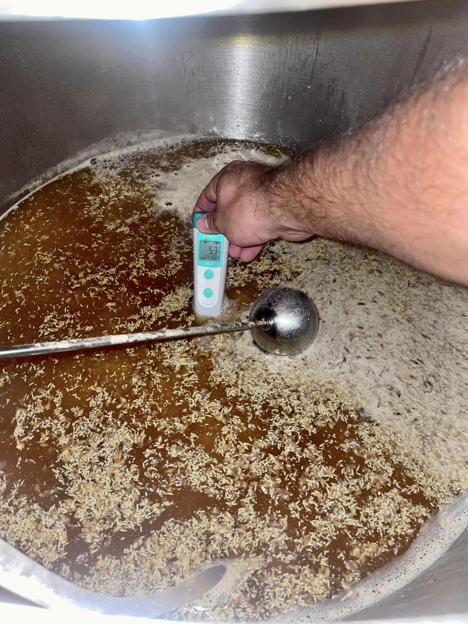 Mashing the mash.