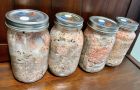 4 more Pink Oyster mycelium jars grown from the Honey Bock beer grains