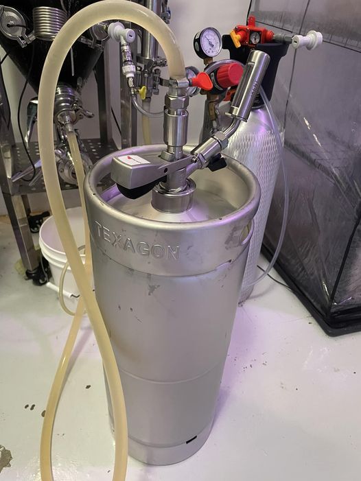 transferring beer to a Texagon Keg